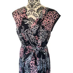 Garnet Hill Cotton Cap Sleeve Dress Tie Front V-Neck faux wrap look Size 10